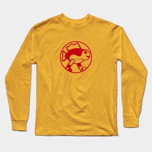 Fish with legs walking. Minimal, dorky design for evolving people. Long Sleeve T-Shirt